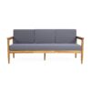 Outdoor 3 Seater Sofa With Cushion And Teak Acacia Wood - Dark Gray - Image 5