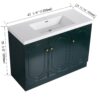 Modern Freestanding Bathroom Vanity With White Resin Sink & 3 Soft Close Cabinet Doors - Dark Green - Image 5