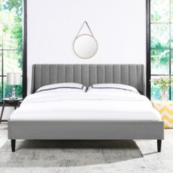 Aspen - King Vertical Tufted Modern Headboard Platform Bed Set - Opal Gray