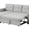 Destiny - Linen Reversible Sleeper Sectional Sofa With Storage Chaise - Light Gray - Image 2