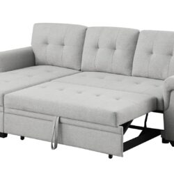 Sierra - Reversible Sleeper Sectional Sofa With Storage Chaise - Light Gray
