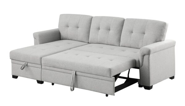 Sierra - Reversible Sleeper Sectional Sofa With Storage Chaise - Light Gray