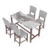 5 Piece Counter Height Dining Set, Faux Marble Bar Table With 4 Upholstered Chairs, Mid Century Style For Kitchen - White / Gray - Image 15