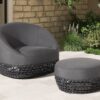 Willow - Round Upholstered Patio Ottoman - Graphite Gray / Black - Image 4