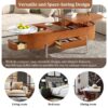 Lift Top Coffee Table With 360 Degree Marble Patterned Rotating Tray, Hidden Compartment, Partially Assembled Wooden Center Table, Modern Oval Lift Tabletop For Home Living Room - Brown - Image 7
