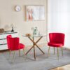 Modern Dining Chair (Set of 2) With Velvet Backrest And Iron Tube en Legs For Dining Room Or Cafe - Red - Image 4