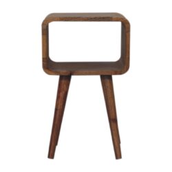 Mini Curved Open Bedside Table - Brown Oak