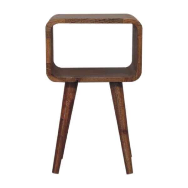 Mini Curved Open Bedside Table - Brown Oak
