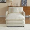 Modern Sofa Modular Sofa Couch Upholstered Corduroy, L - Shape Sectional Sofa With Side Storage Pockets For Living Room - Beige - Image 9