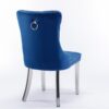 Nikki - Modern, High-End Tufted Solid Wood Contemporary Velvet Upholstered Dining Chair With Chrome Stainless Steel Plating Legs, Nailhead Trim, (Set of 2) - Blue / Chrome - Image 6