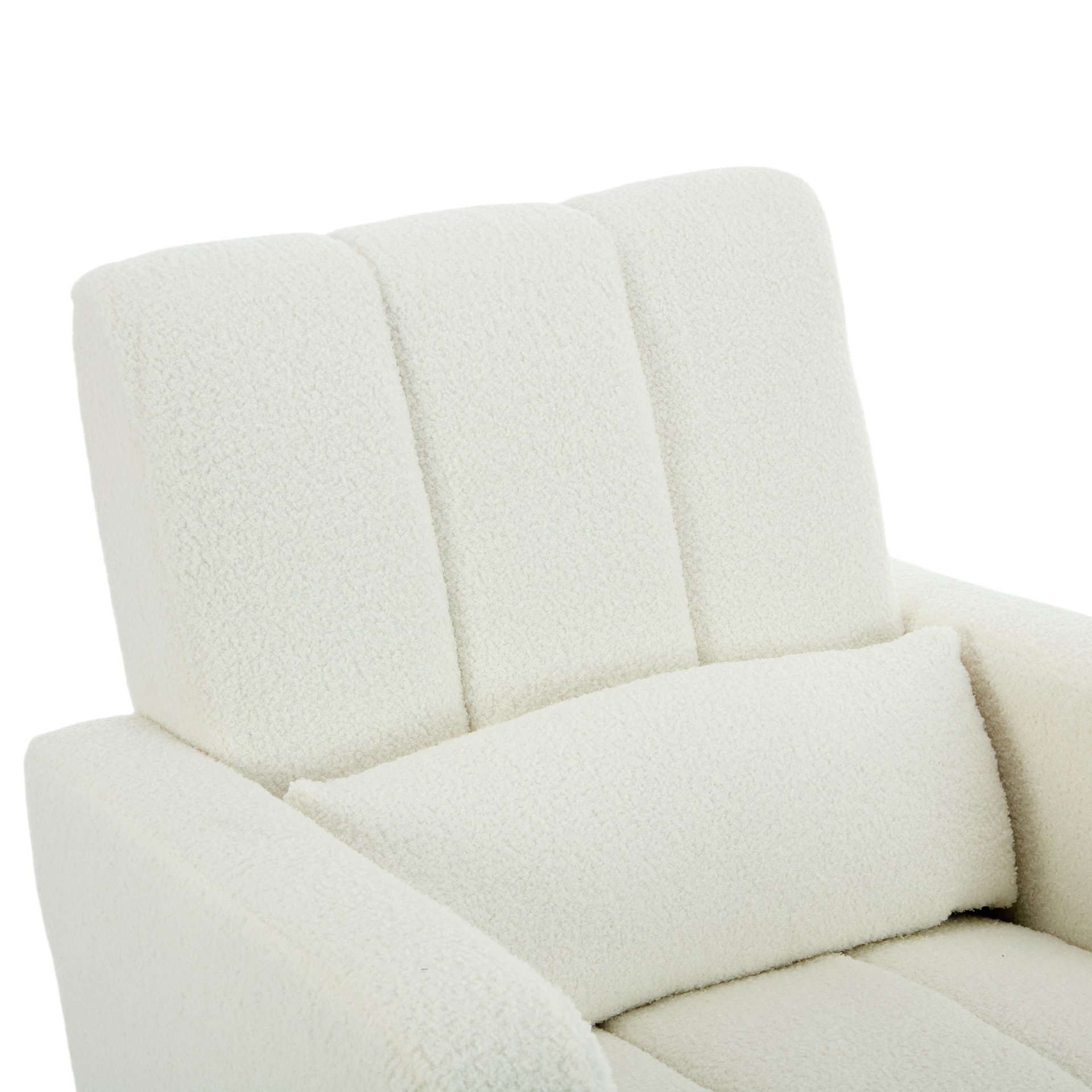 Accent Rocking Chair With Pillow, Spacious & Comfortable Seating For Living Room Or Bedroom - Cream White - Image 8