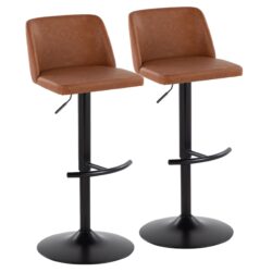 Toriano - Contemporary Adjustable Barstool With Swivel With Rounded T Footrest (Set of 2) - Camel / Black