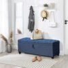 Extra Long Storage Ottoman Entryway Bench With Flip Top Storage Chest With Padded Seat Bed End Stool For Hallway Living Room Bedroom - Blue - Image 5