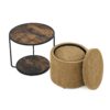 Multi Functional Combination Set Table Ottoman With Drum Stool And Storage Space Foam - Dark Yellow - Image 13