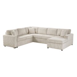 Oversized Sectional Sofa U Shaped Sofa With Chaise Lounge And 3 Soft Throw Pillows - Light Gray