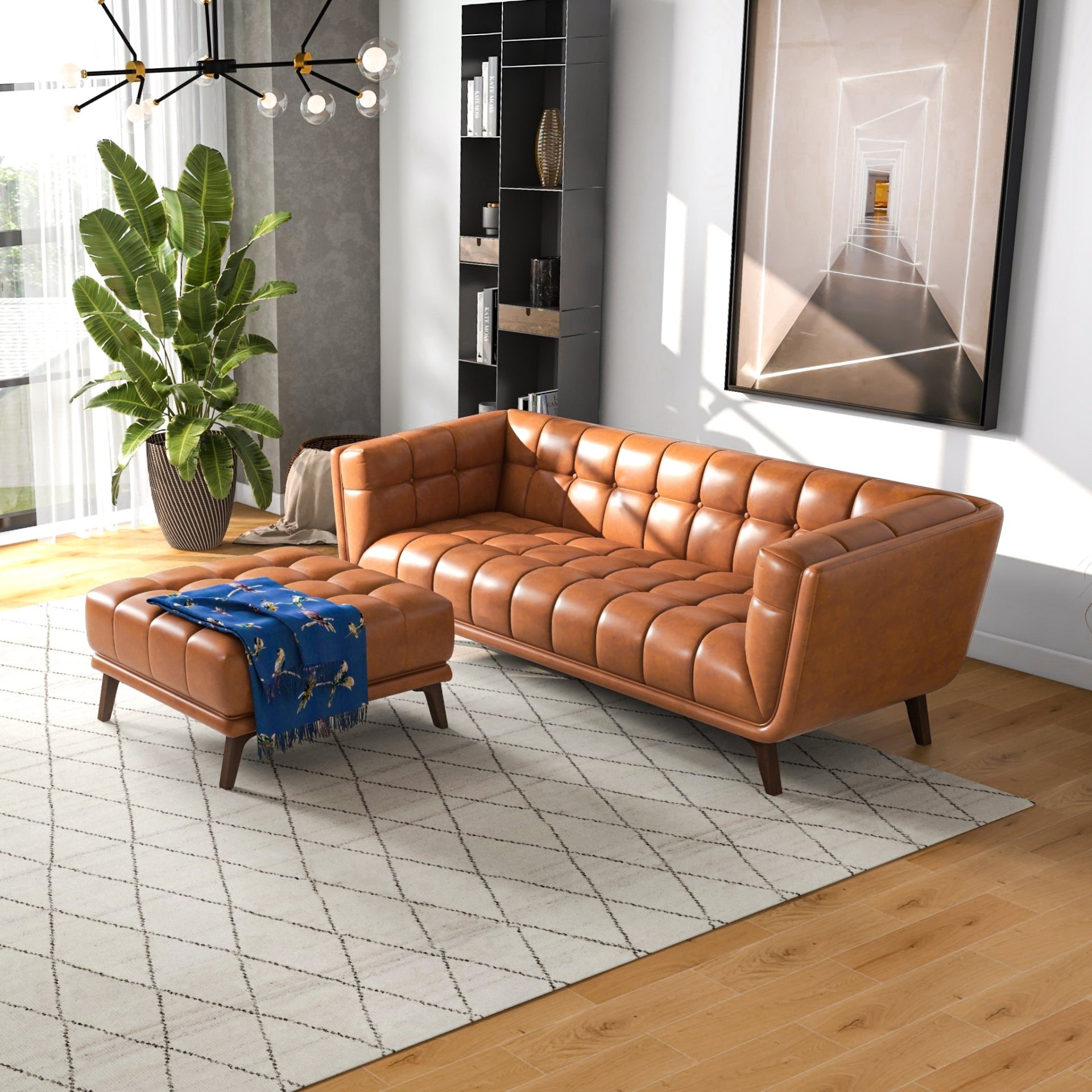 Addison - Square Upholstered Ottoman - Antique Brown / Brown / Cognac - Image 7
