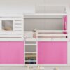 Full Size Bunk House Bed With Tent - Pink / White - Image 23