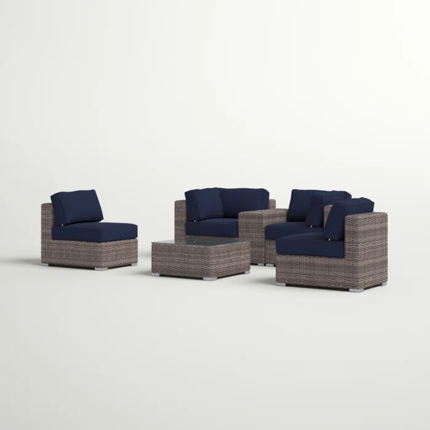 Patio Conversation Set With Cushions, Seats 4 - Gray Mix - Image 6
