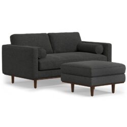 Morrison - Upholstered Sofa And Ottoman Set - Charcoal Gray