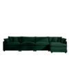 Modern Upholstered 4 Seater Corduroy Sofa With Footstool With Arm And Throw Pillows - Green - Image 13