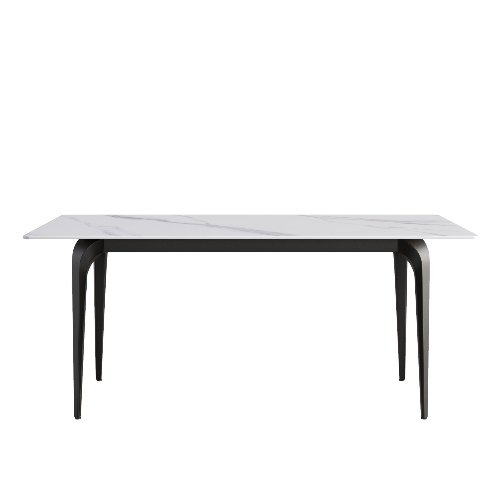 70.87" Modern Artificial Stone White Straight Edge Black Metal Leg Dining Table, Can Accommodate 6-8 People - White / Black - Image 5