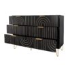 Modern 6 Drawer Dresser, Modern Dresser With Metal Handles, Storage Chest Of Drawer, Wide Dresser Drawer Organizers With Carving Design For Bedroom, Living Room, Hallway - Black - Image 13