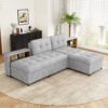 Versatile Sofa Bed Modular Sofa Free Combined Sofa With 2 Storage Racks - Gray - Image 3