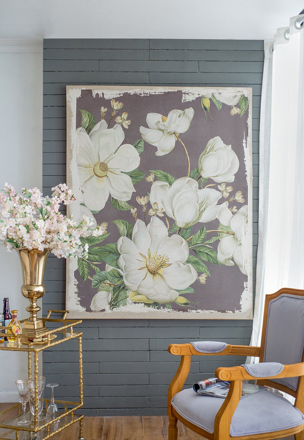 Large Botanical Wall Art Prints, Home Decor For Living Room Dining Room Bedroom Hallway - White / Gray - Image 3
