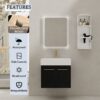 Modern Wall Mounted Bathroom Vanity With Resin Sink And Storage Rack Plywood - Black Chestnut - Image 2