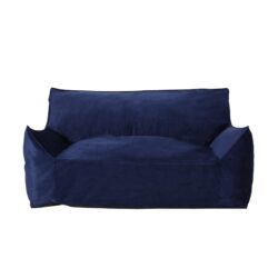 Fila - Velveteen 2 Seater Oversized Bean Bag Chair With Armrests - Navy Blue