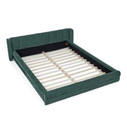 Modern Queen Size Upholstered Bed Frame With And Headboard - Blue / Green