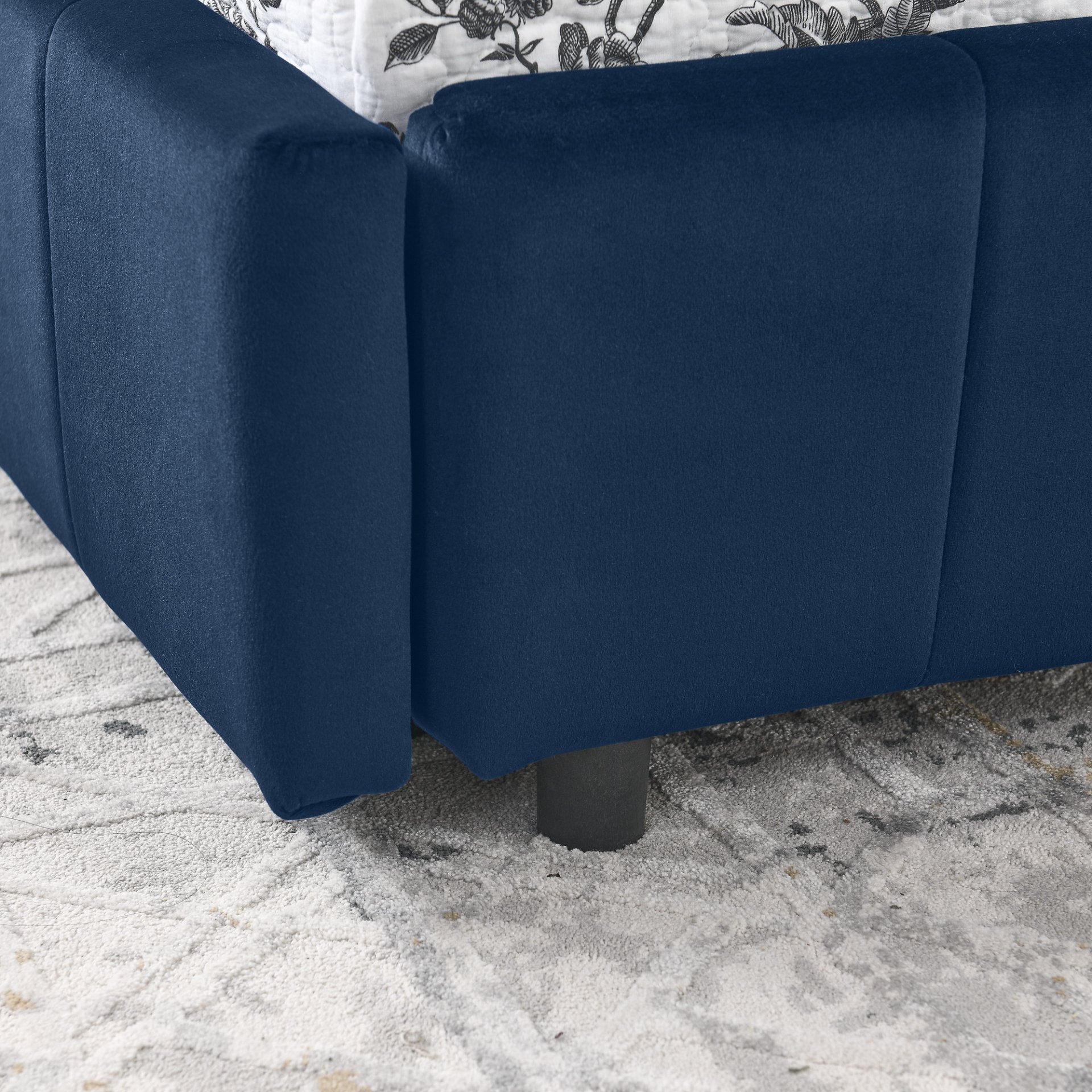 Mid Century Upholstered Tufted Full Size Storage Bed Frame With Velvet - Dark Blue - Image 10