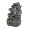 Tall Slim Fountain With LED Lights, 5 Tiered Cascading Water Feature, Outdoor Accent For Patios And Balconies - Gray - Image 7