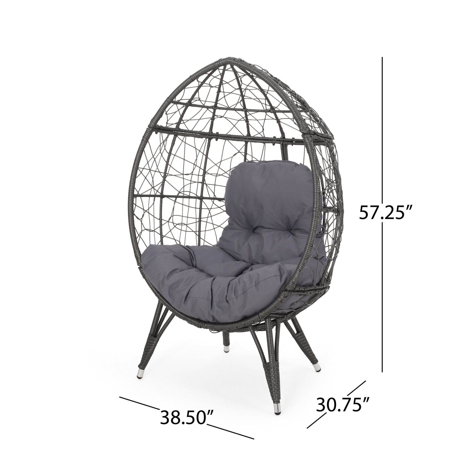 Cosmos - Round Hammered Iron Teardrop Chair - Gray - Image 3