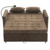 Loveseat Sofa Pull Out Sofa Bed Sleeper Sofa With A Reversible Backrest Cushion, Side Pockets, 2 USB Ports And A Phone Holder For Living Room - Brown - Image 16