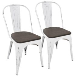 Oregon - Industrial / Farmhouse Stackable Dining Chair (Set of 2) - Vintage White / Espresso