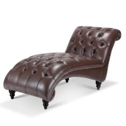 Tufted Armless Chaise Lounge - Dark Brown