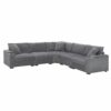 Convertible L Shaped Sectional Corner Couch With Armrest Storage Cup Holders USB Charger, Irregular Corner Oversized Comfy Modular Sofa - Gray - Image 7