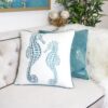 Seahorses Pillow Cover With Matching Back - Light Blue - Image 2