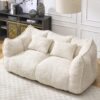 Comfortable Dual Beanbag Chair With High Resilience Foam Core For 2 People - Beige - Image 7