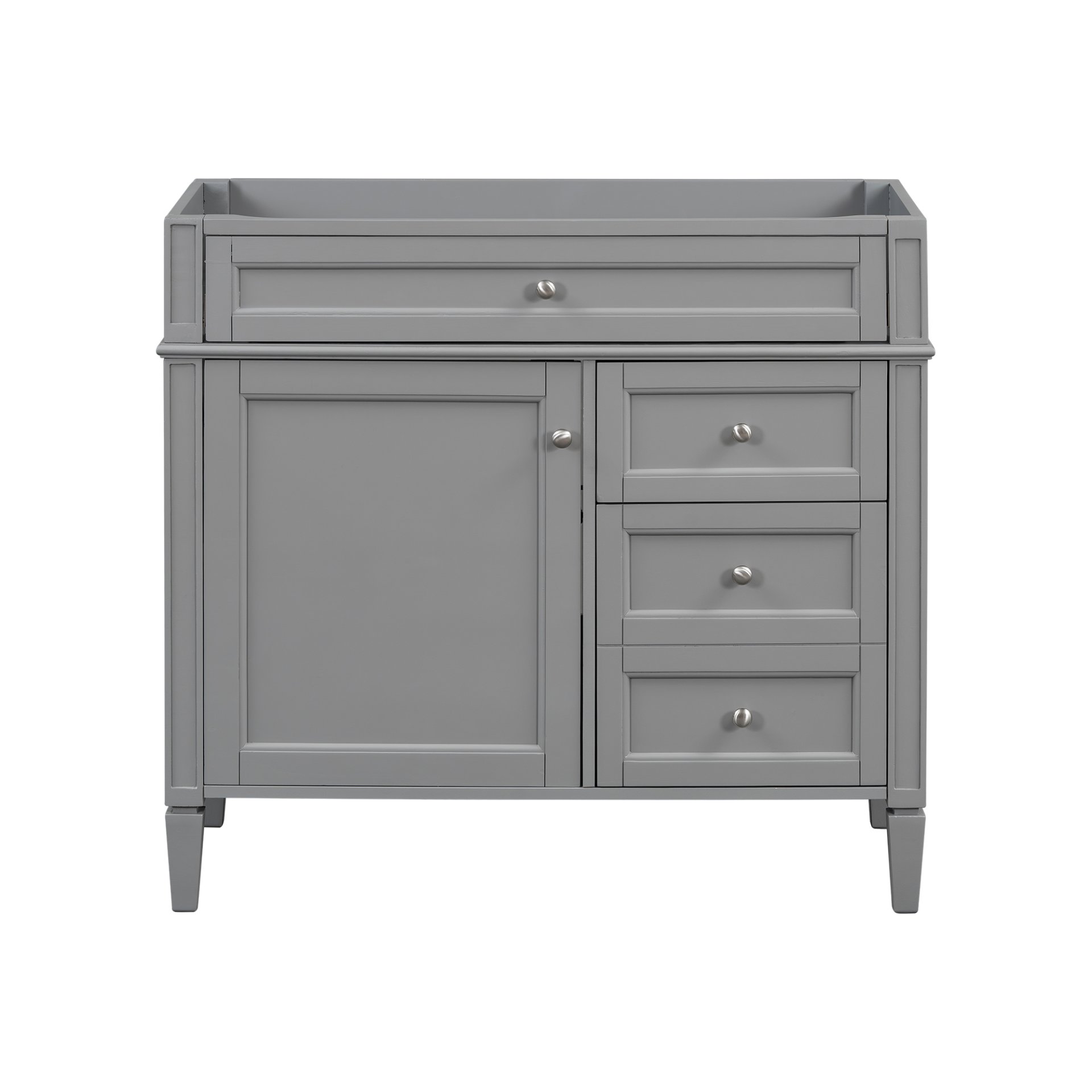 Bathroom Vanity Without Top Sink, Modern Bathroom Storage Cabinet With 2 Drawers And A Tip-Out Drawer, Frame (Not Include Basin Sink) - Gray - Image 3