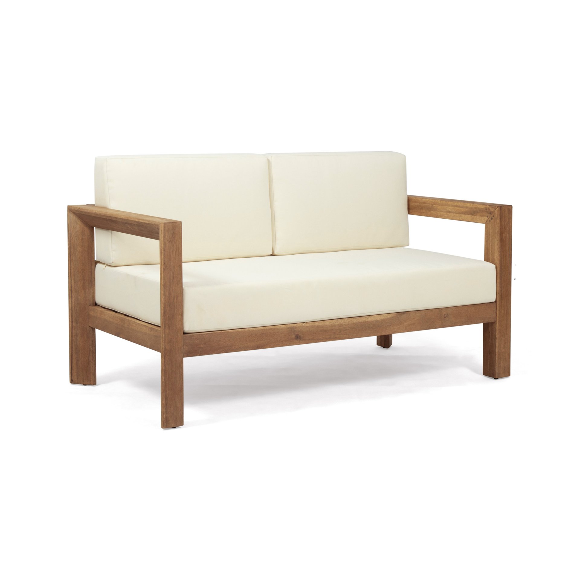 2 Piece Patio Set With Open-Back Loveseat And Coffee Table - Beige / Brown - Image 5