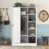 3 Door Shutter Wardrobe & Shelves - White - Image 19