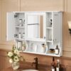 Wall Mounted Bathroom Medicine Cabinet, Modern Bathroom Wall Cabinet With Mirror, Mirror Cabinet With Open Shelves - White - Image 2
