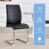Luxurious And Minimalist Chair Covers, 2 High Elasticity Dining Chairs Metal Arched Legs - Black / Silver - Image 7