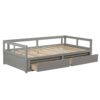 Daybed With Trundle And Two Storage Drawers, Sofa Bed For Bedroom Living Room - Gray - Image 4