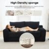 Loveseat Sofa Bed With Memory Foam & Steel Frame Convertible 2 In 1 Design Corduroy No Assembly - Black - Image 6