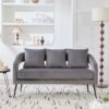 Open Back Loveseat Settee With 3 Pillows - Charcoal - Image 4