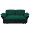 Modern Convertible Sleeper Sofa Bed With Pull Out Queen Design, Side Storage & Thick Cushions Chenille Loveseat For Living Room Or Bedroom 3 In 1 Function - Green - Image 18