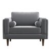 Amber - Velvet Lounge Chair - Brown / Gray - Image 13